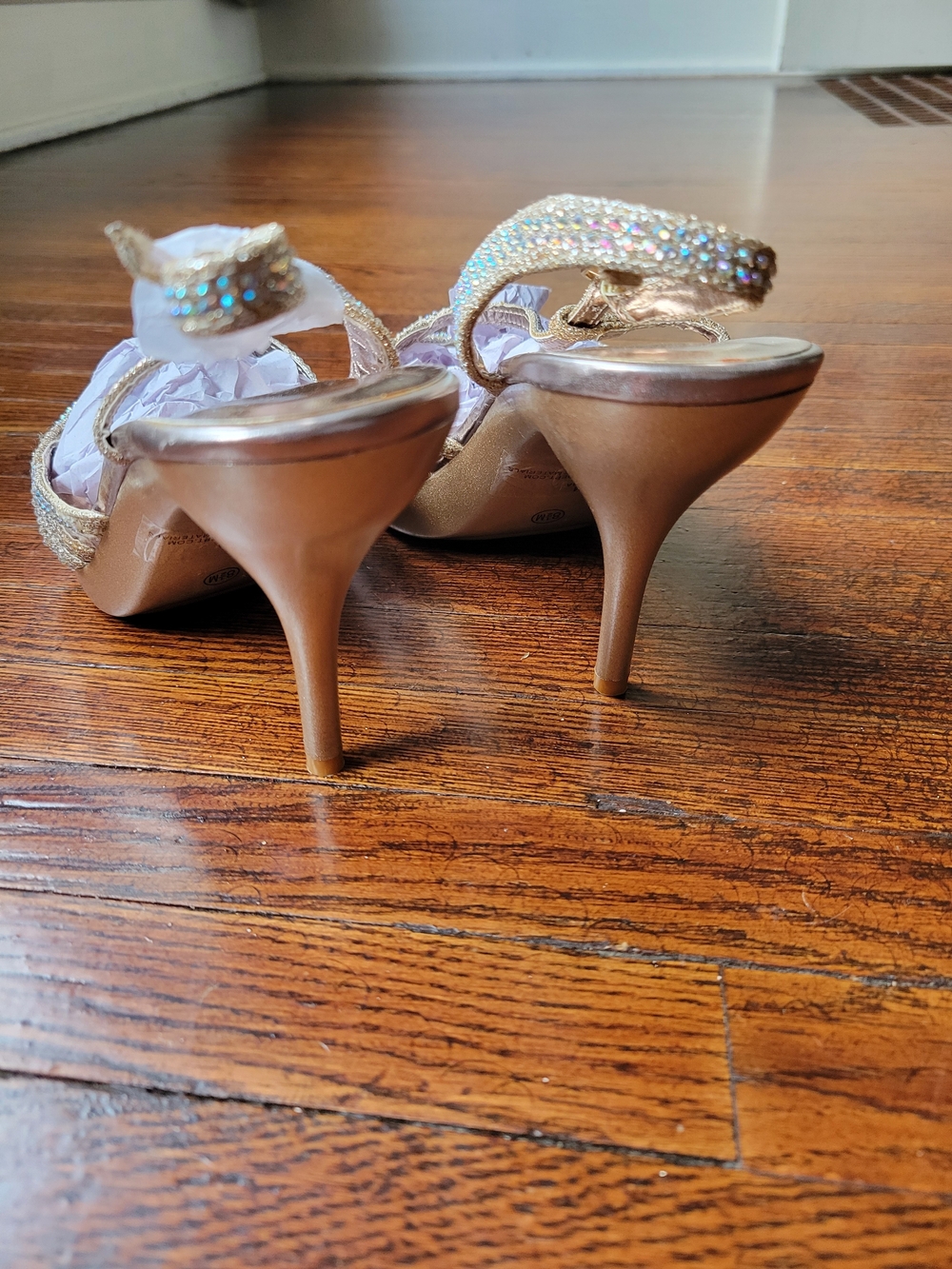 SILVER SLIPPER Cinderella Rhinestones High Heels Pumps Size 8.5 Wedding Church - Picture 7 of 16